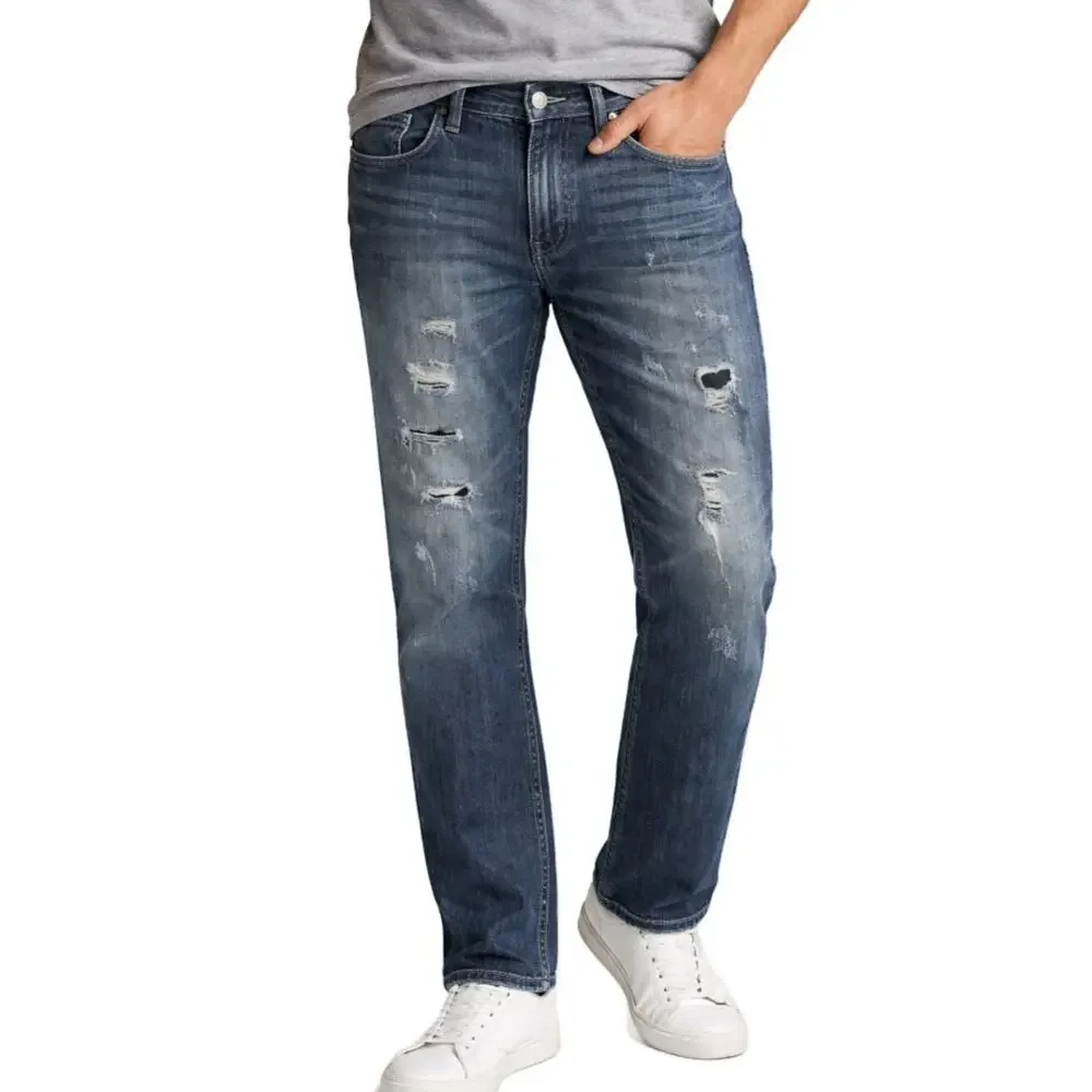 BKE Derek Jeans Mens 30x30 Straight Leg Distressed Medium Wash Denim Buckle